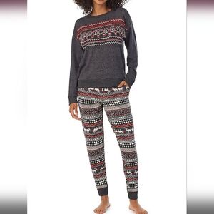 Women's Cuddl Duds Sweater Crewneck top & Banded btm sleep set, Small